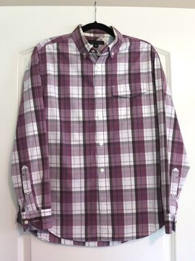 Banana Republic 100% Cotton Plaid Shirt Men’s M Women’s Oversized Boyfriend